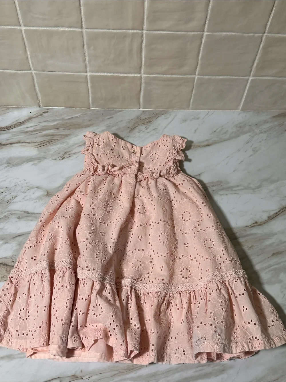 Joie Baby Girls Pink Eyelet Ruffle Tiered Dress 18-24M